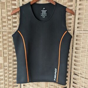 HEAD Mens Medium Black Orange Sleeveless Swim Vest Rash Guard Water Sports